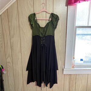 ROMWE Asymmetrical Green and Black Dress